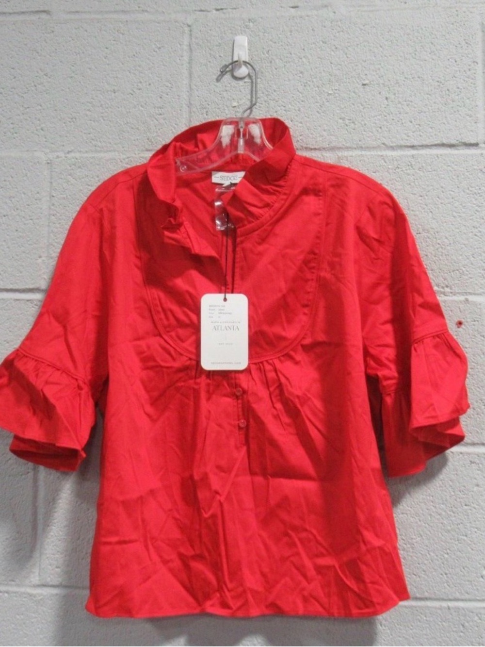 S’edge Red Ruffled Sleeve Blouse
